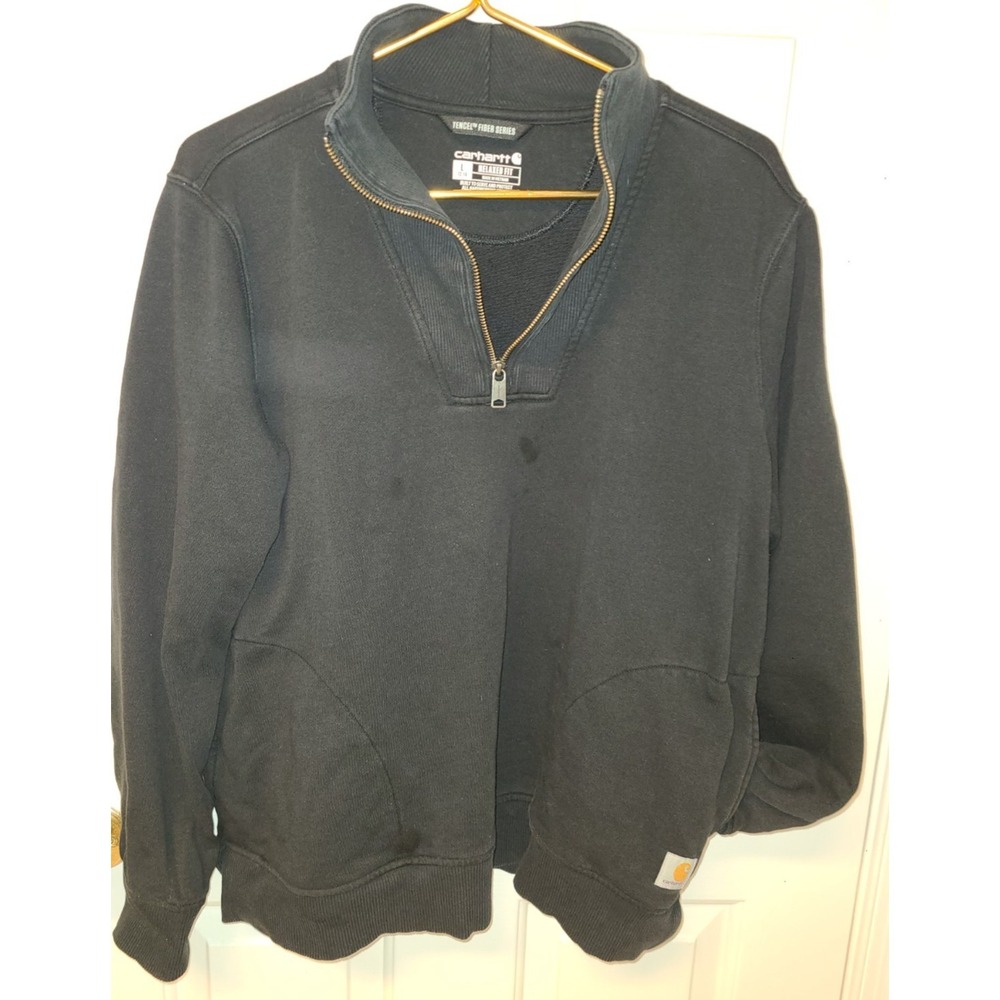 Carhartt 1/4 Zip Sweatshirt Mens Lg Relaxed Fit Hiking Outdoors Workwear Pockets